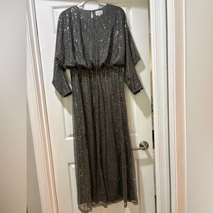Dainty Jewells Sparkling Gray Long Sleeve Dress